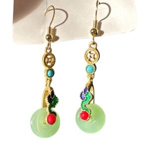 Neo-Chinese style dangle/drop earrings, 2” Length